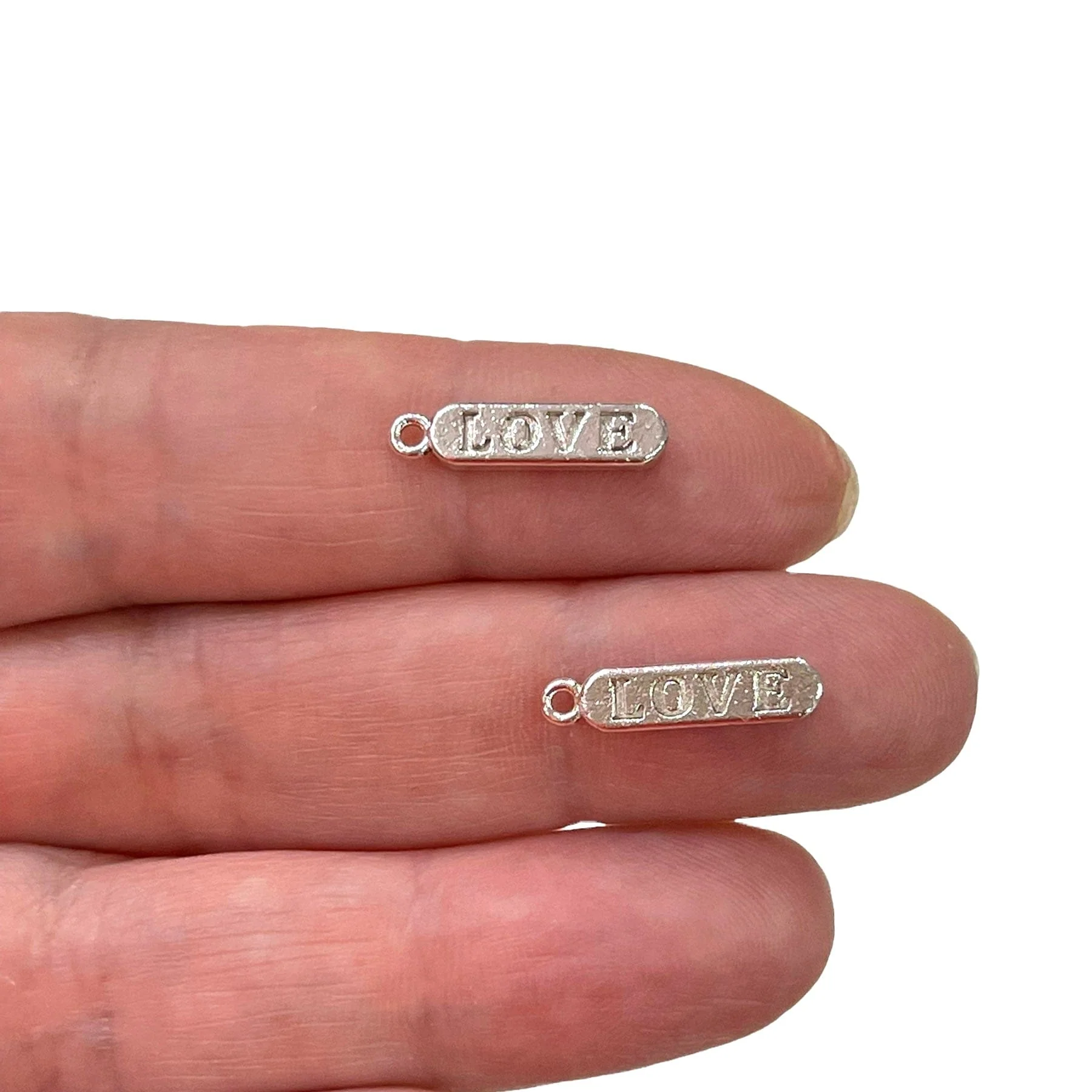 Silver Plated Brass Pill Bar Words Pendant, Words Charms, Love, Chill, Hope,Happy, Mom Charms - Image 7