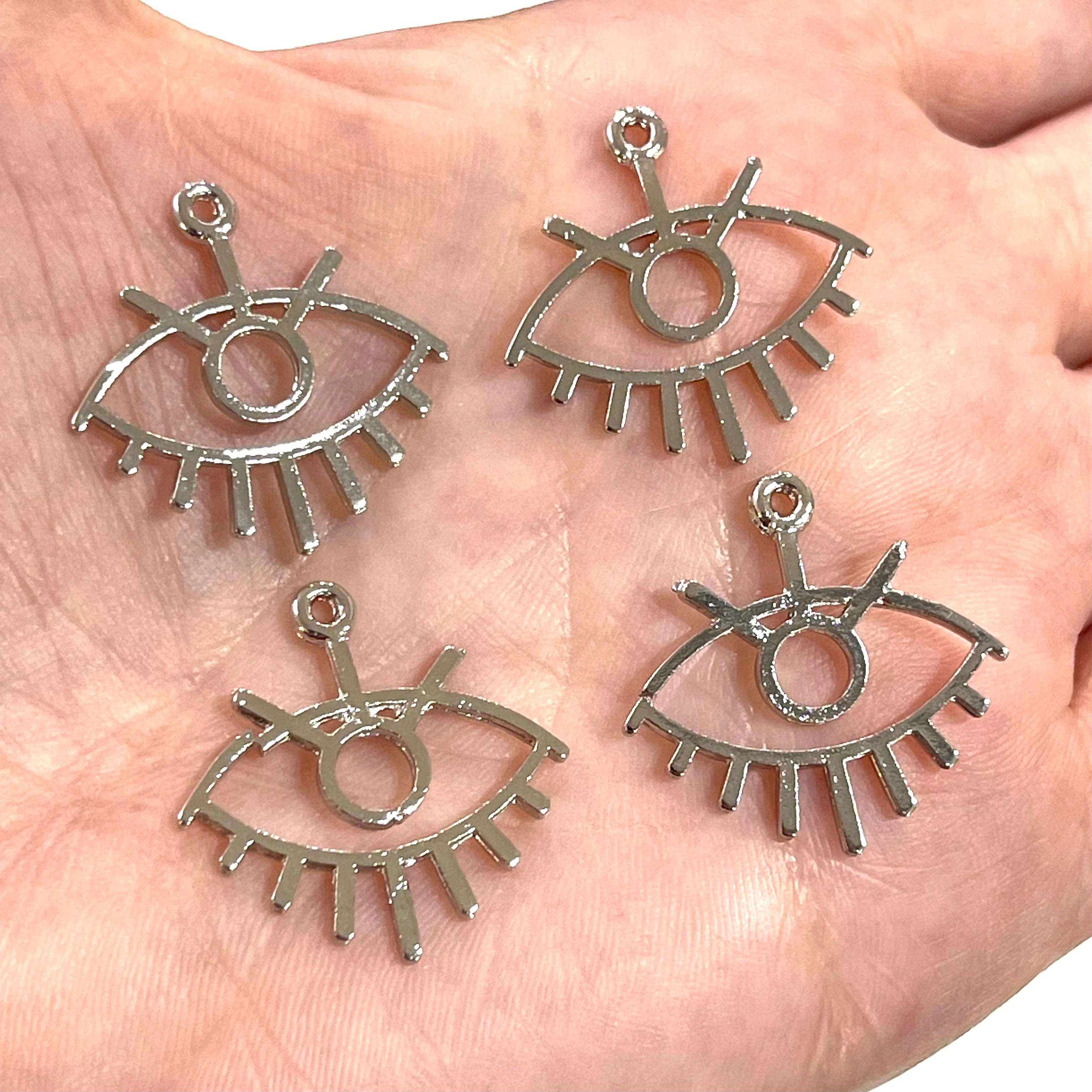 Rhodıum Plated Eye Charms,Silver Eye Charms, 2 pcs in a pack