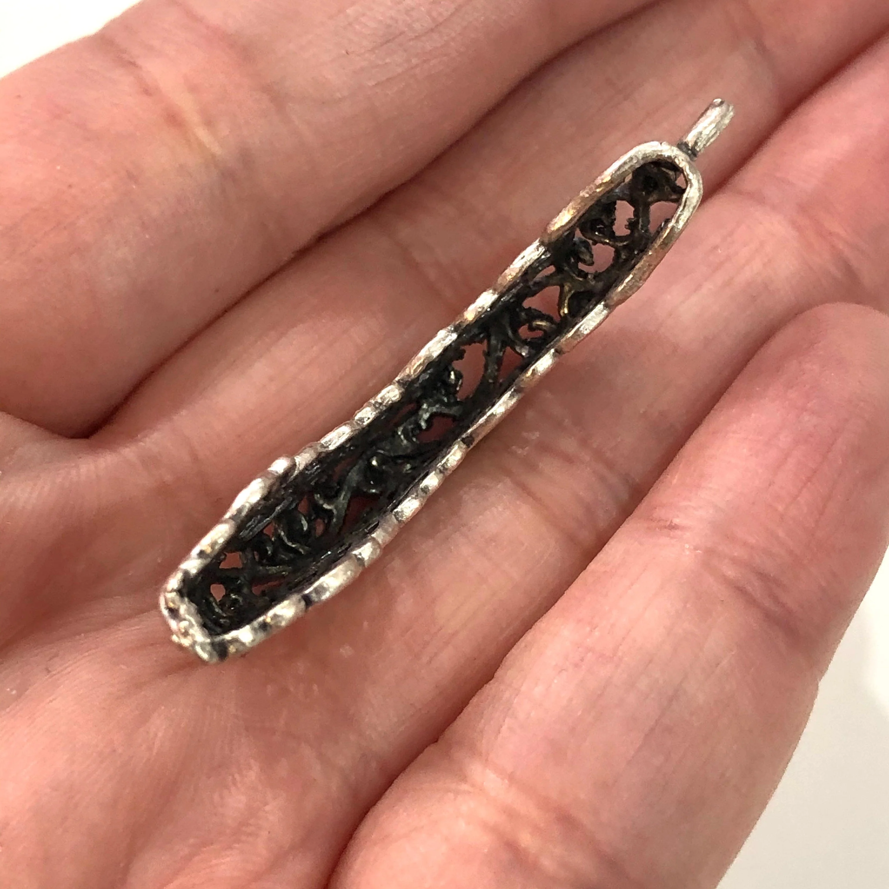 Silver Plated Large Brass Pendant, Cabochon Base, - Image 2