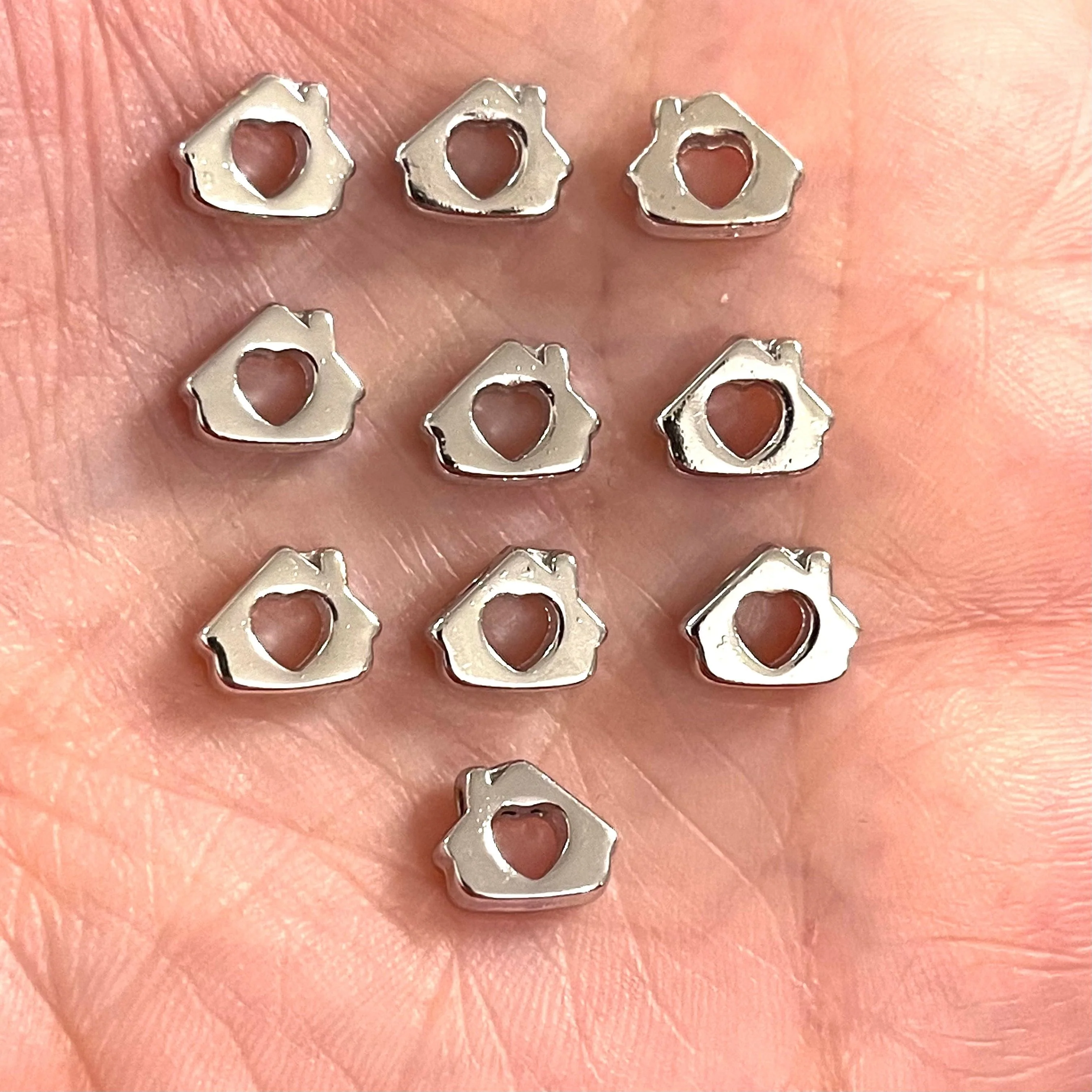 Rhodium Plated Love Home Spacer Charms, 10 pcs in a pack