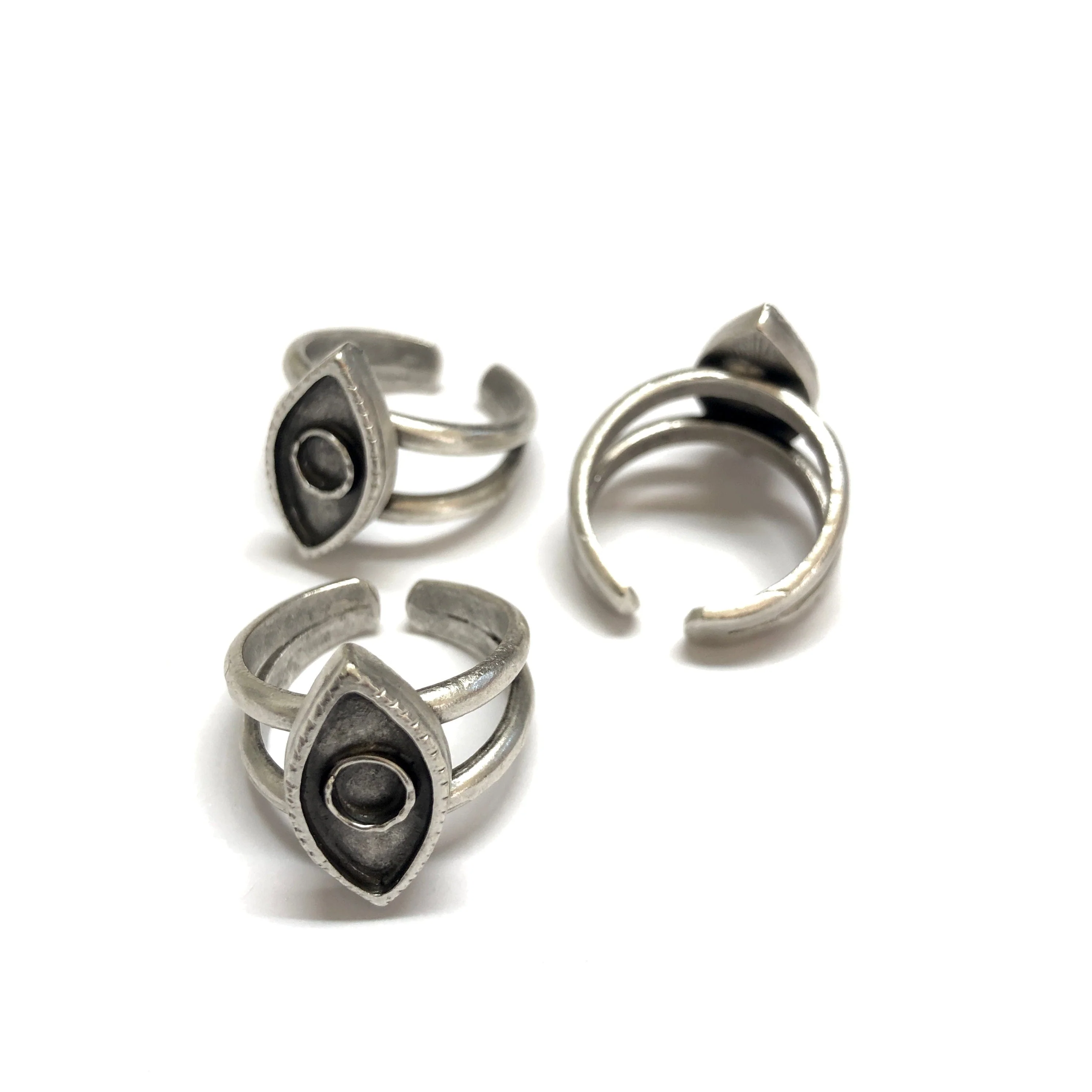Silver Ring Setting, Antique Silver Plated Brass Adjustable Ring Blank, Adjustable Ring Bezel - Image 4