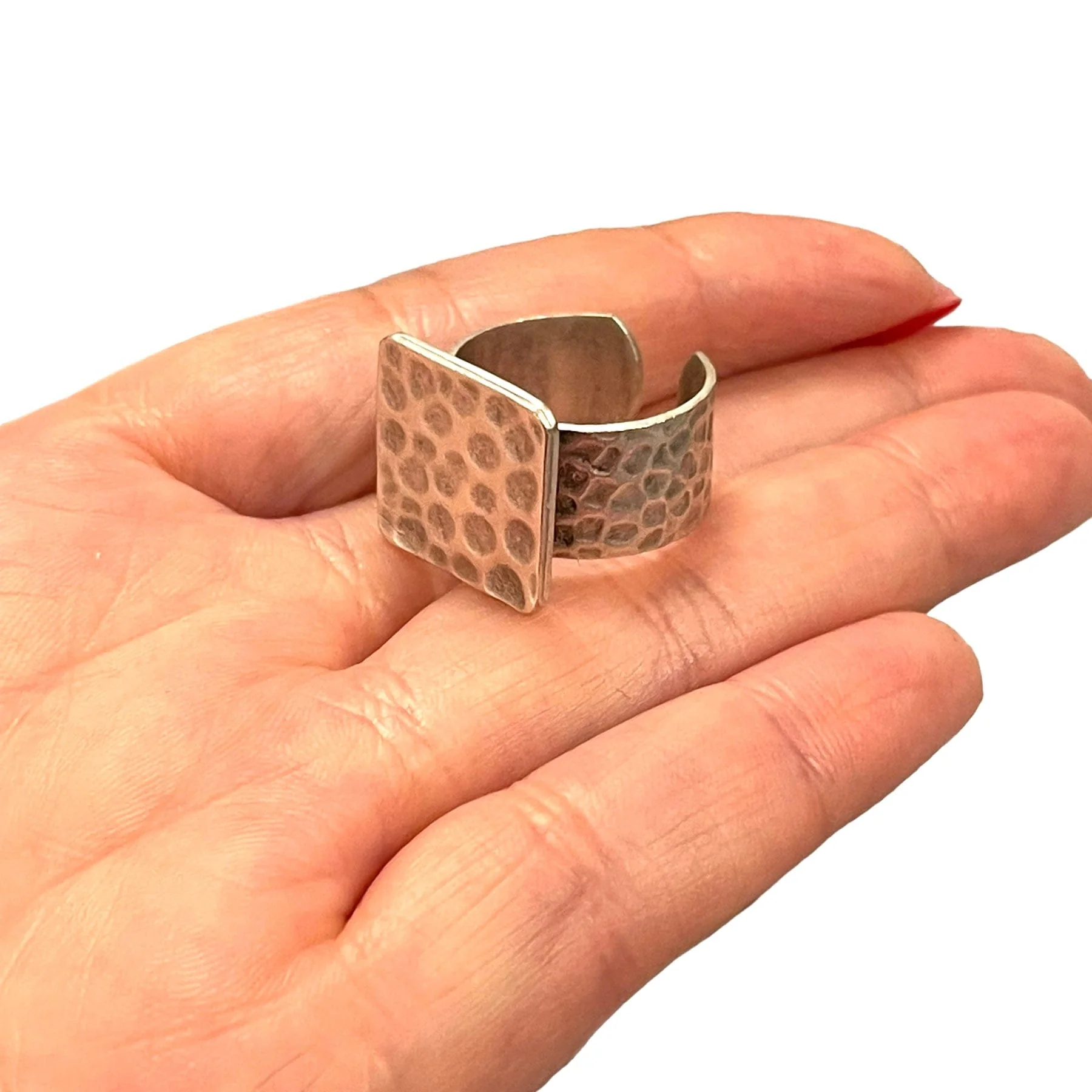 Silver Ring Setting, Antique Silver Plated Brass Adjustable Ring Blank, Adjustable Ring Bezel - Image 2