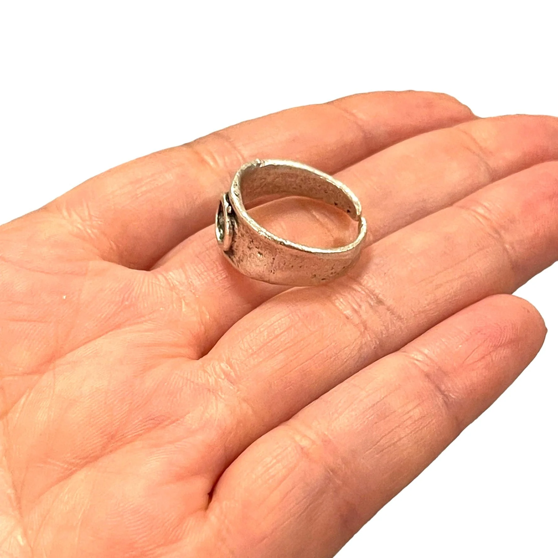 Silver Ring Setting, Antique Silver Plated Brass Adjustable Ring Blank, Adjustable Ring Bezel - Image 2