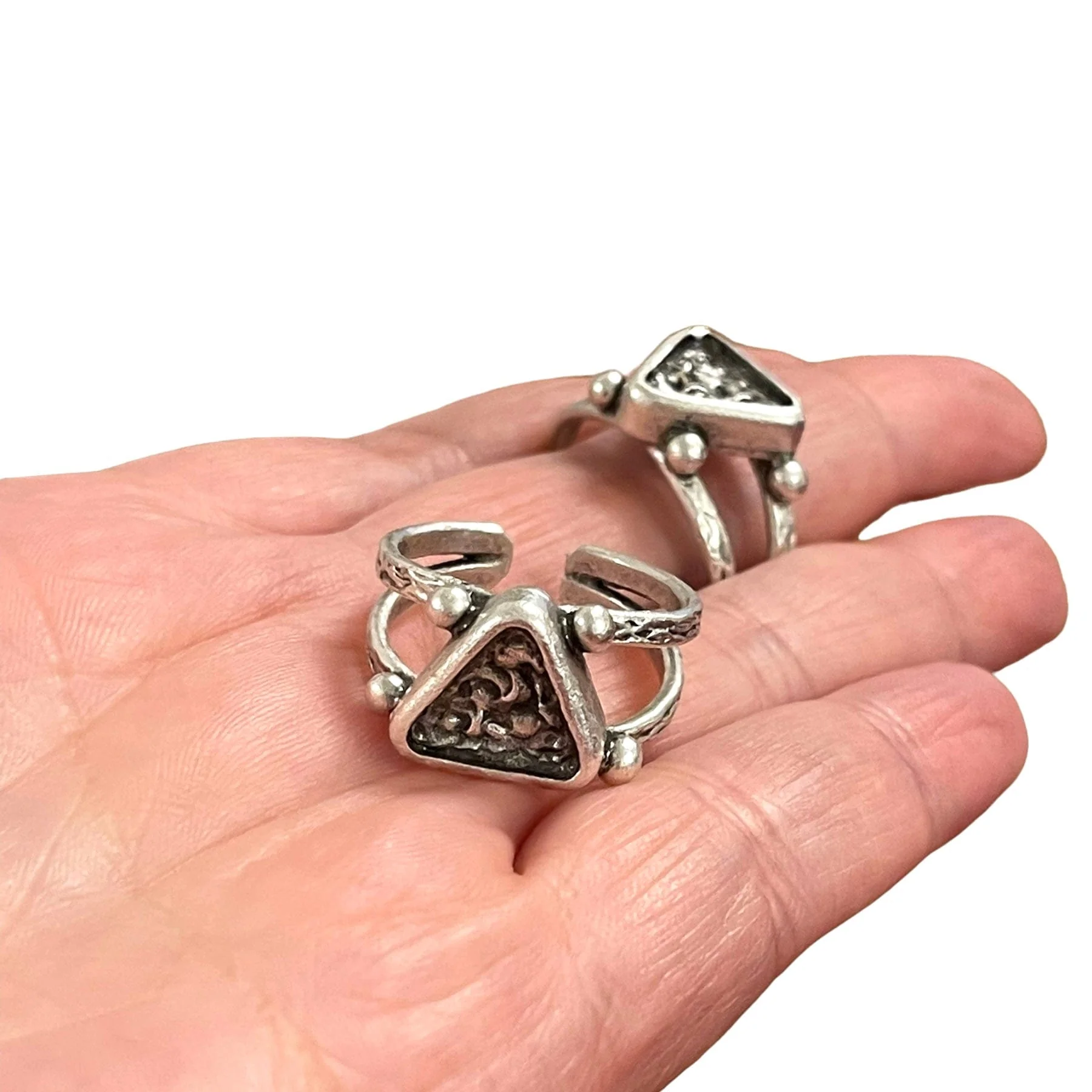 Silver Ring Setting, Antique Silver Plated Brass Adjustable Ring Blank, Adjustable Ring Bezel - Image 2