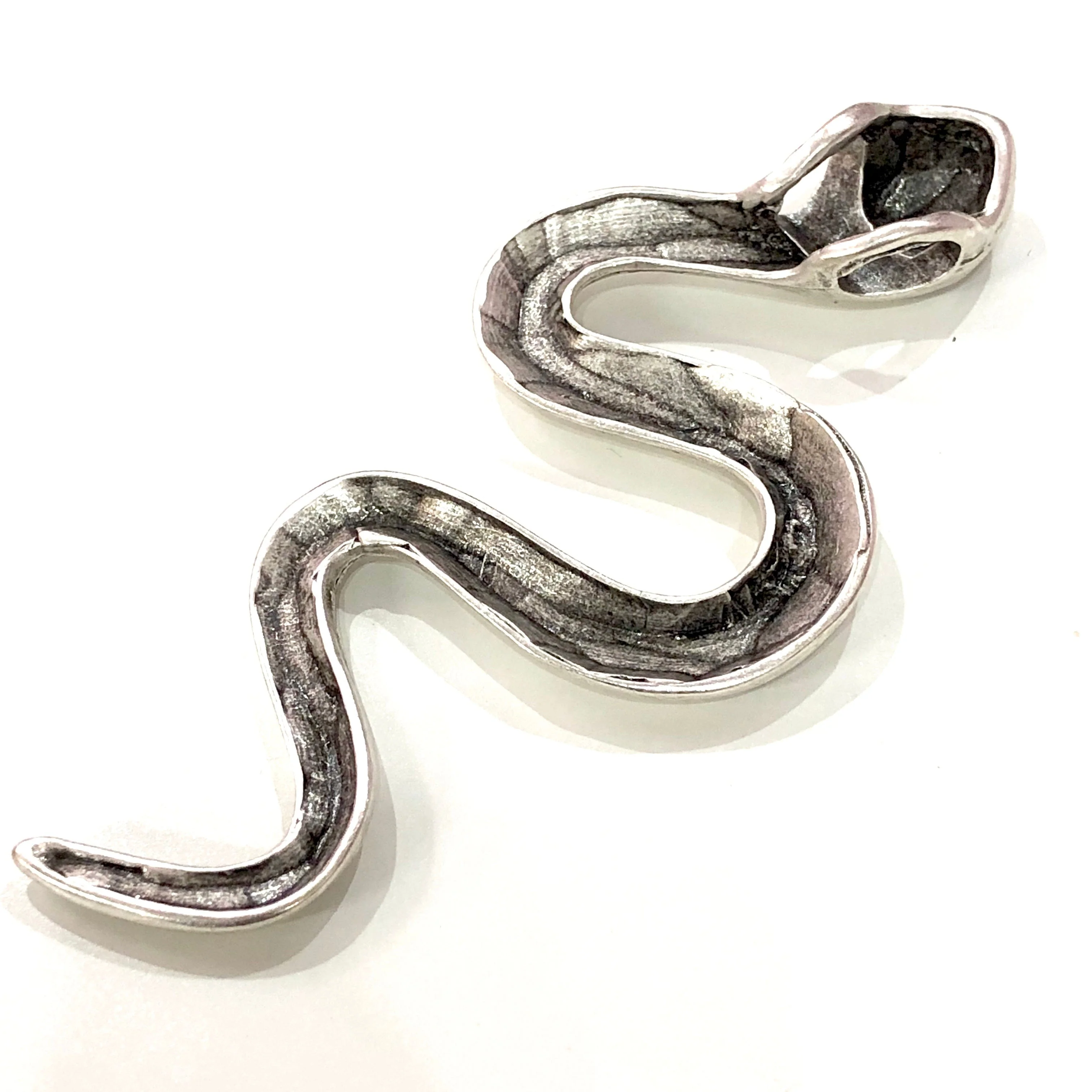 Silver Snake Pendant, Large Silver Snake Pendant - Image 5