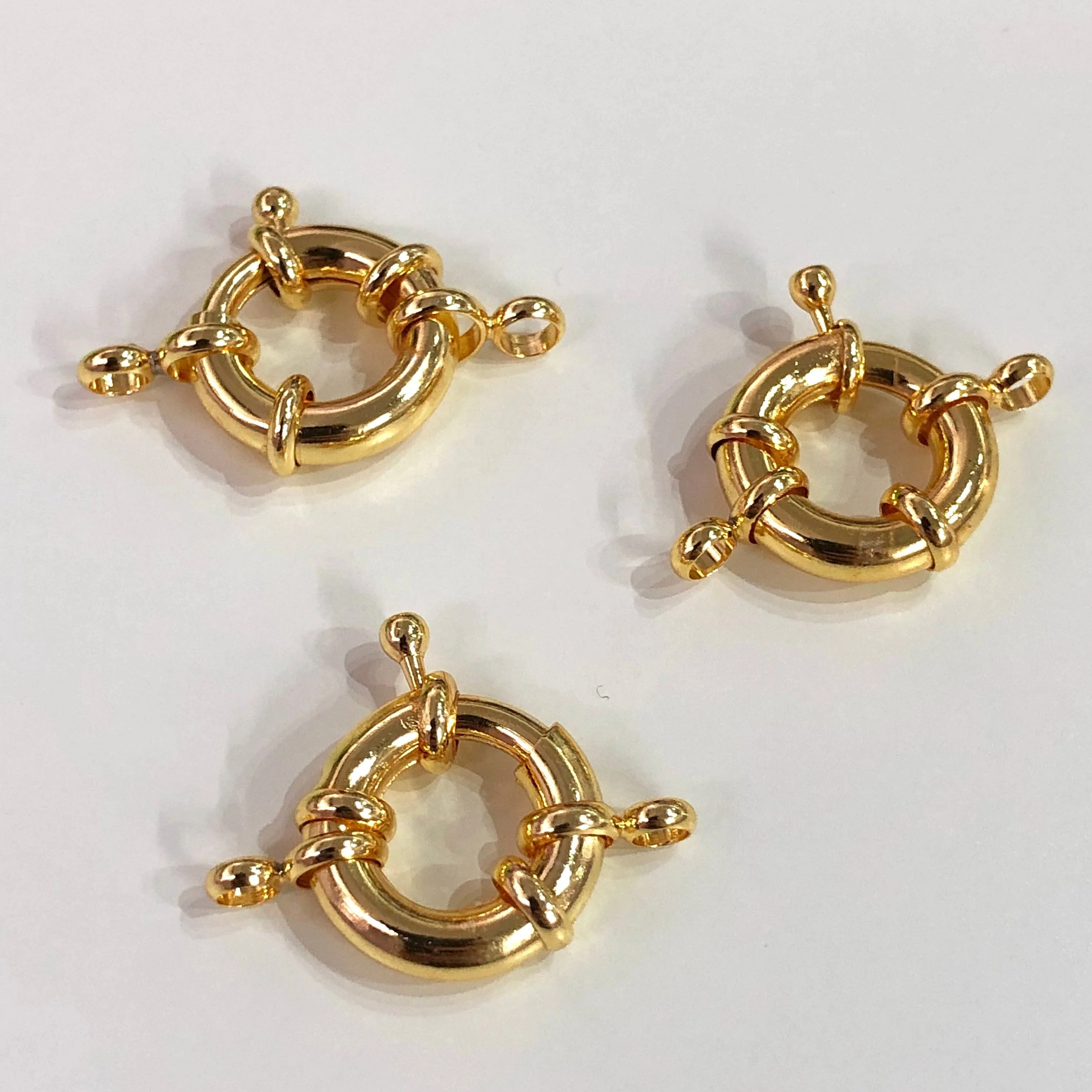 Rhodium Spring Ring Clasp with Loops, 13mm Rhodium Plated Spring Clasp, - Image 3