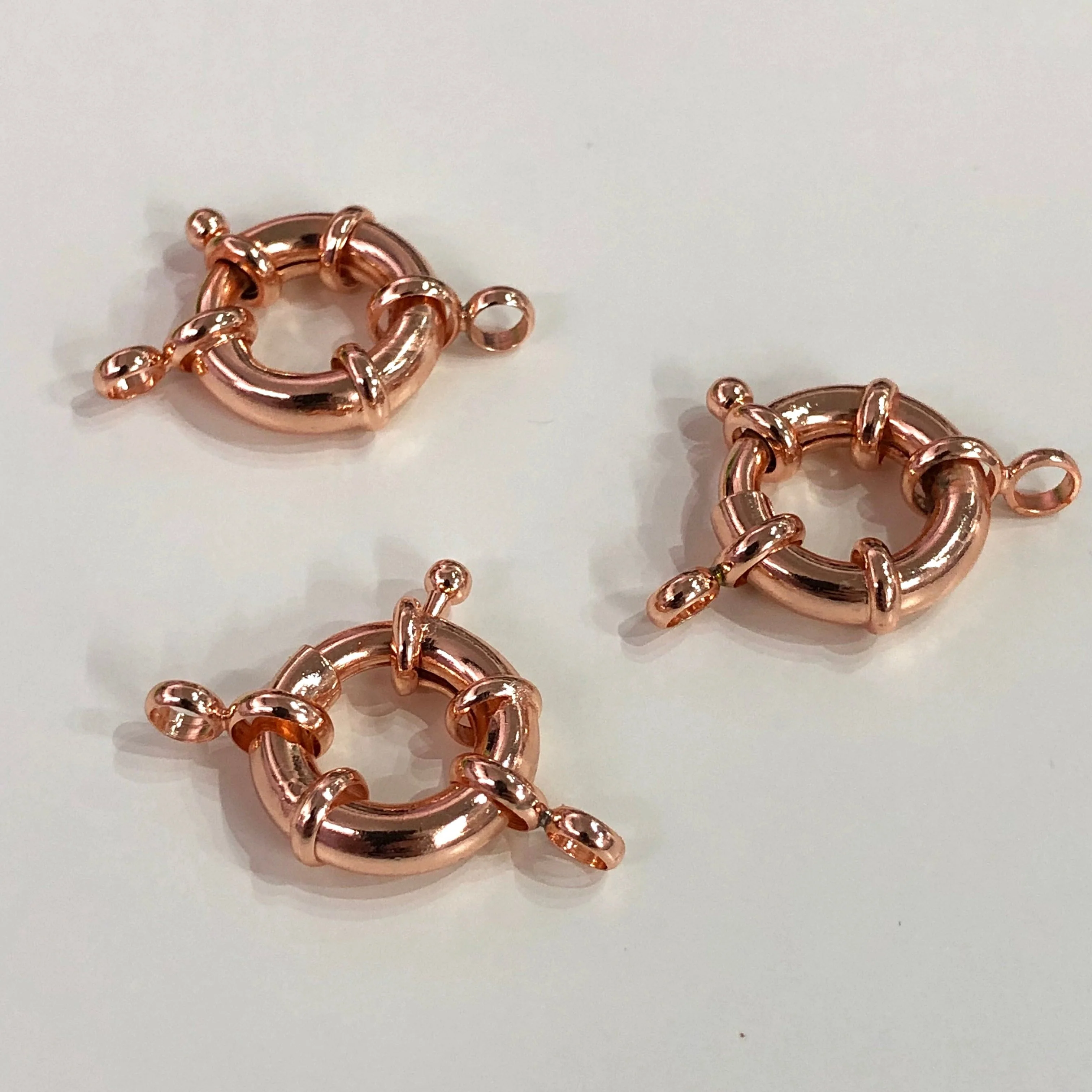 Rhodium Spring Ring Clasp with Loops, 17mm Rhodium Plated Spring Clasp, Rhodium Trigger Clasp, - Image 5