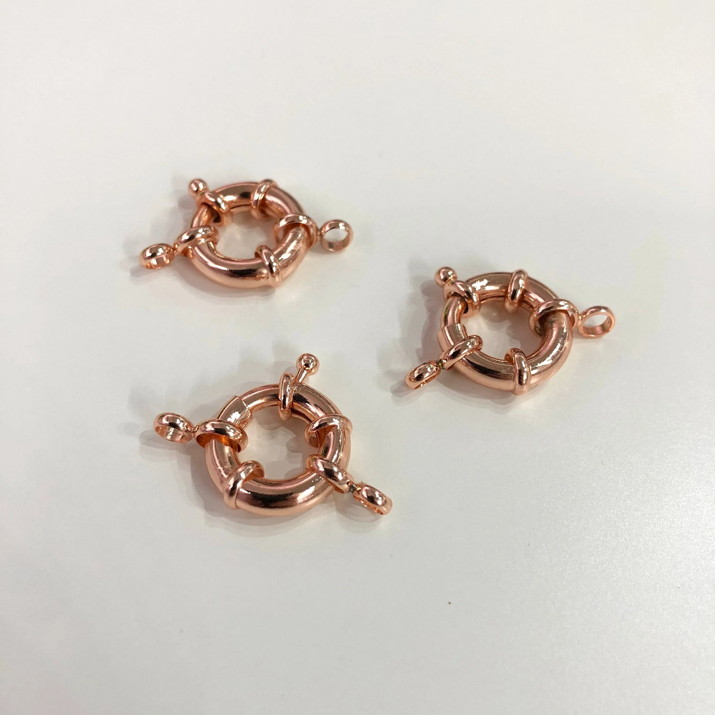 Rhodium Spring Ring Clasp with Loops, 17mm Rhodium Plated Spring Clasp, Rhodium Trigger Clasp, - Image 6