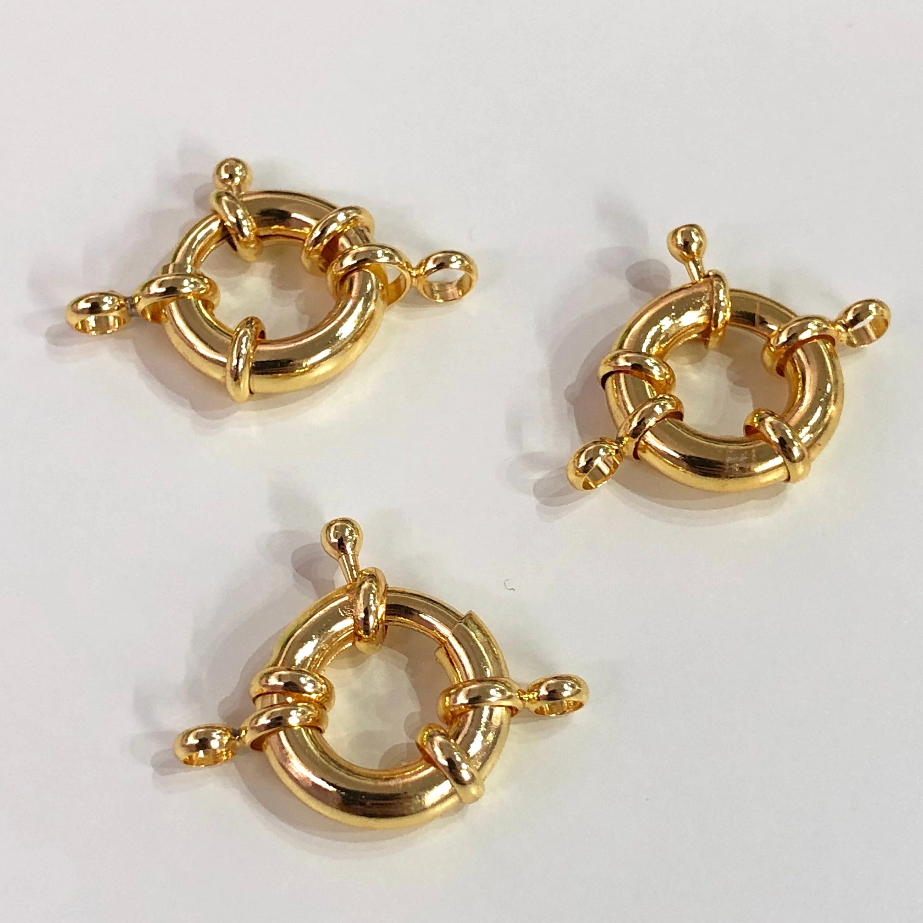 Rhodium Spring Ring Clasp with Loops, 15mm Rhodium Plated Spring Clasp, Rhodium Trigger Clasp, - Image 3