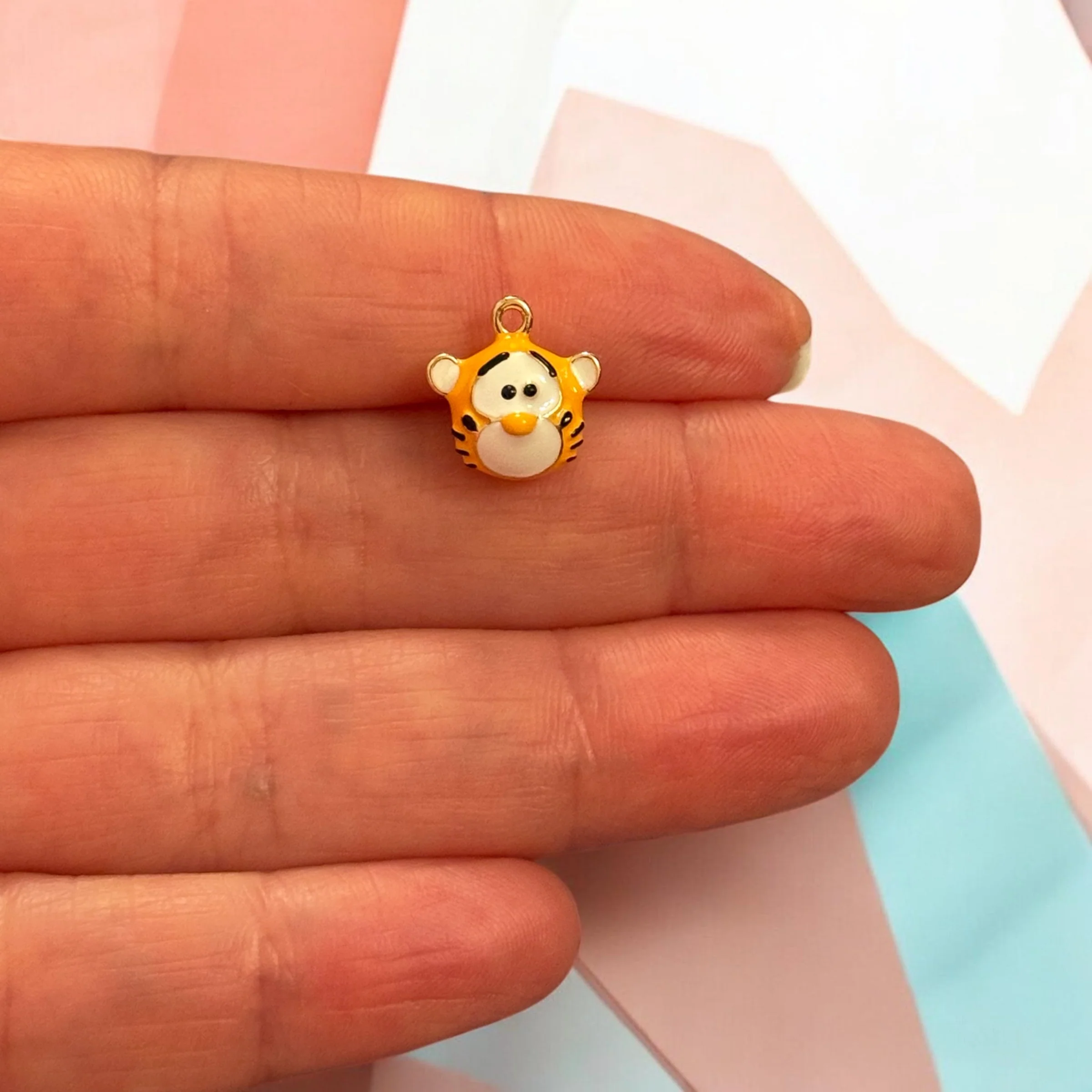 Tiger Face Enamel Charm, Cute Tiger Pendant, Animal Charm