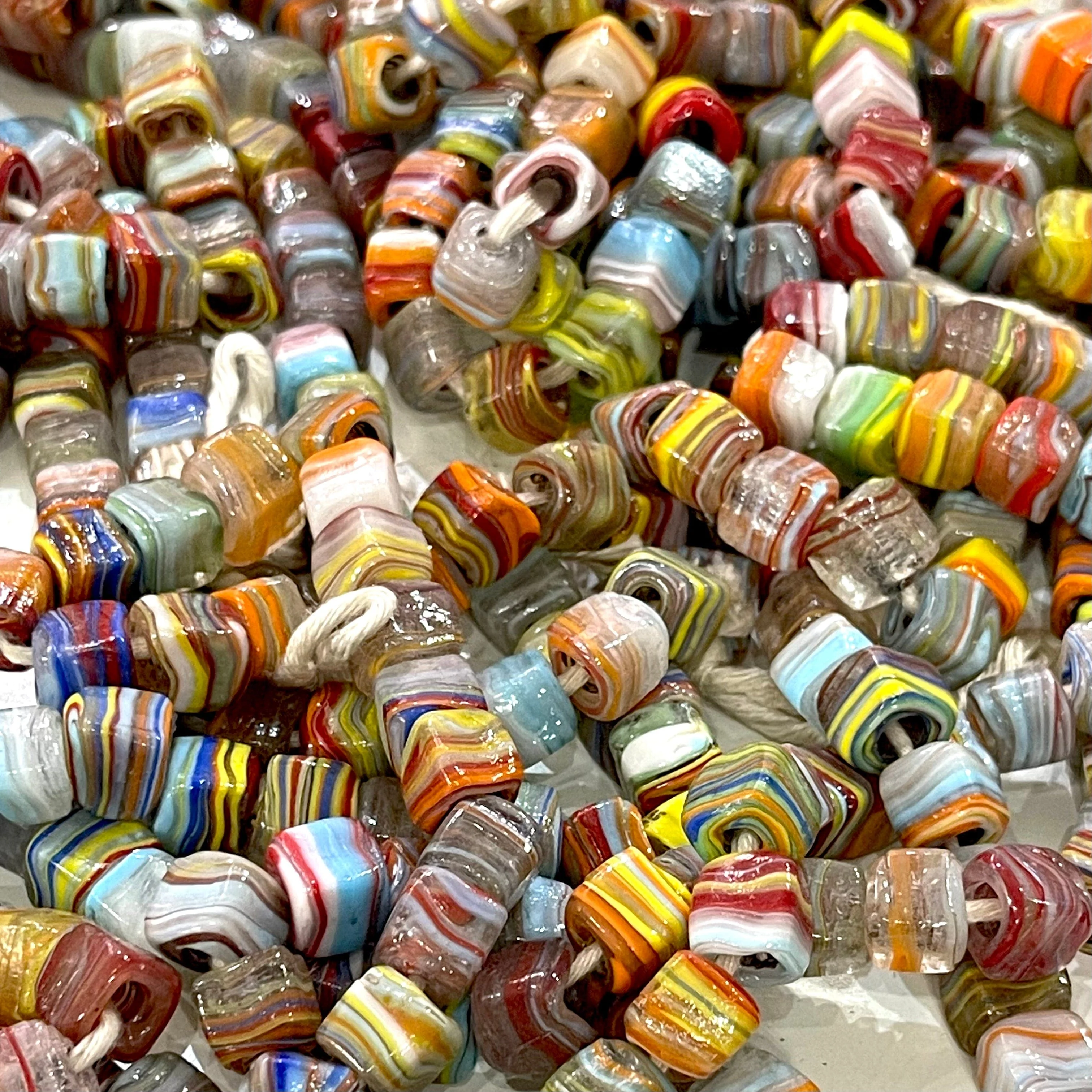 Traditional Turkish Artisan Handmade Cube Glass Beads, Large Hole Glass Beads, 25 Beads in a pack - Image 2