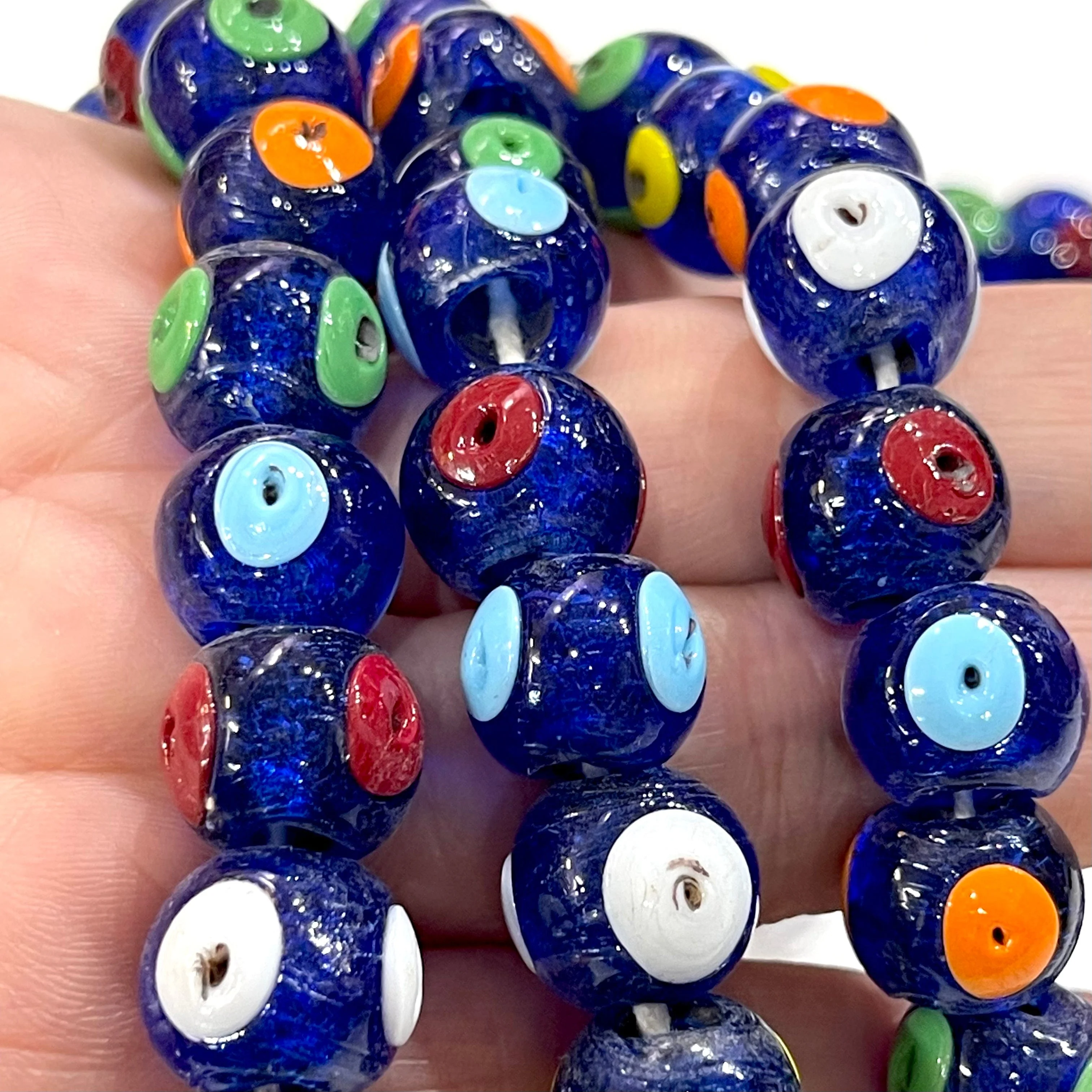Traditional Turkish Artisan Handmade Glass Beads, Large Hole Glass Beads, 10 Beads in a pack - Image 3