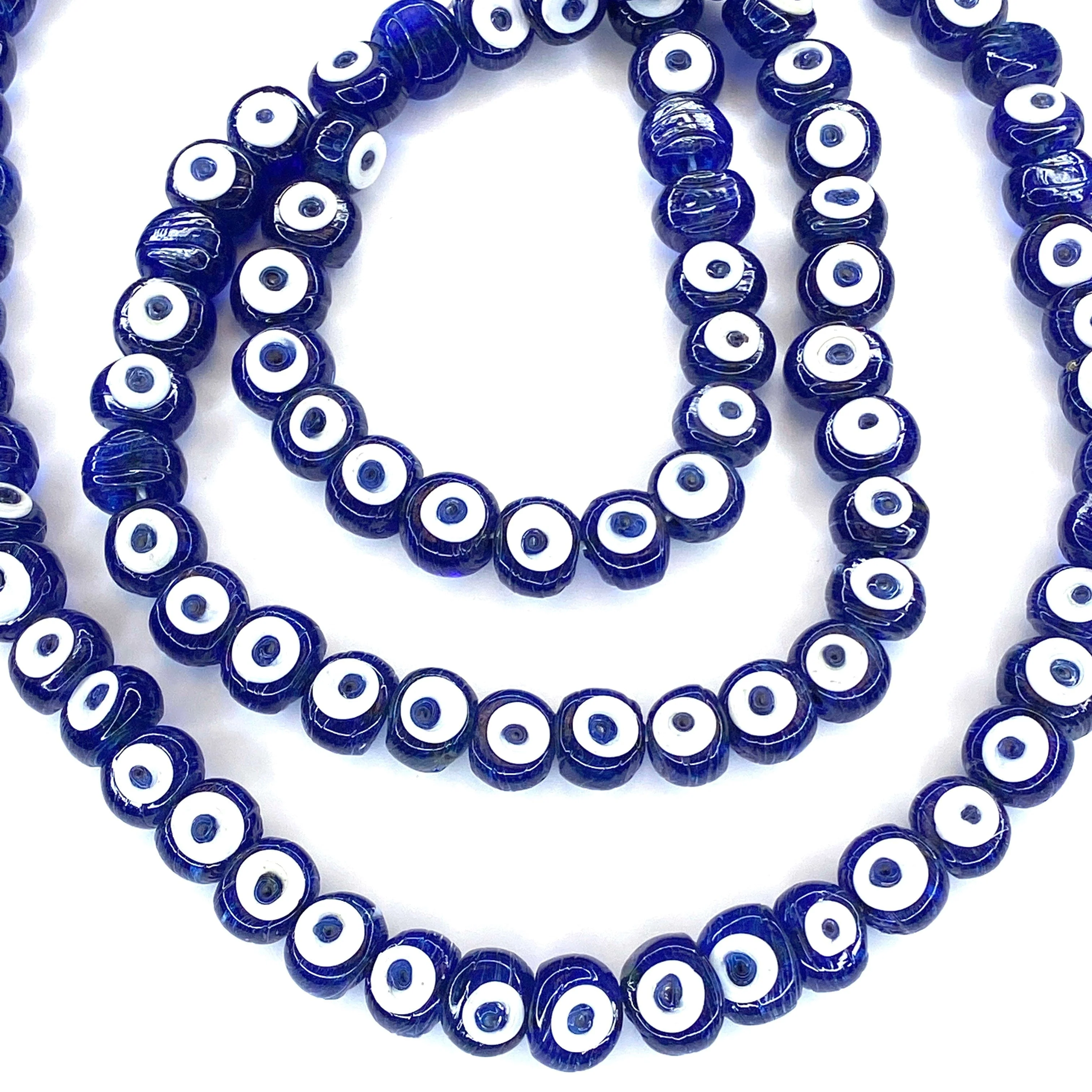 Traditional Turkish Artisan Handmade Glass Evil Eye Beads, Large Hole Evil Eye Glass Beads, 25 Beads per pack - Image 2