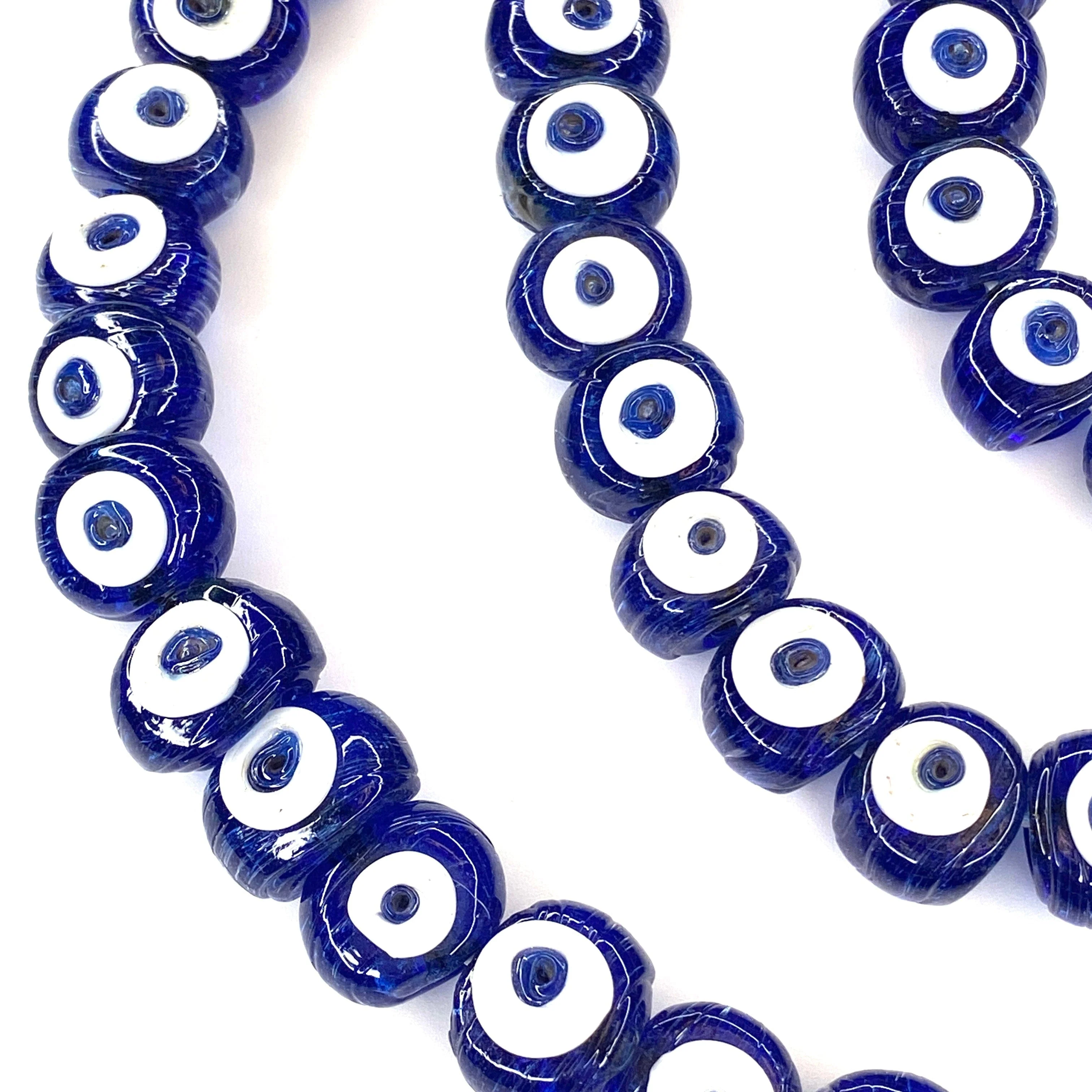 Traditional Turkish Artisan Handmade Glass Evil Eye Beads, Large Hole Evil Eye Glass Beads, 10 Beads per pack - Image 3