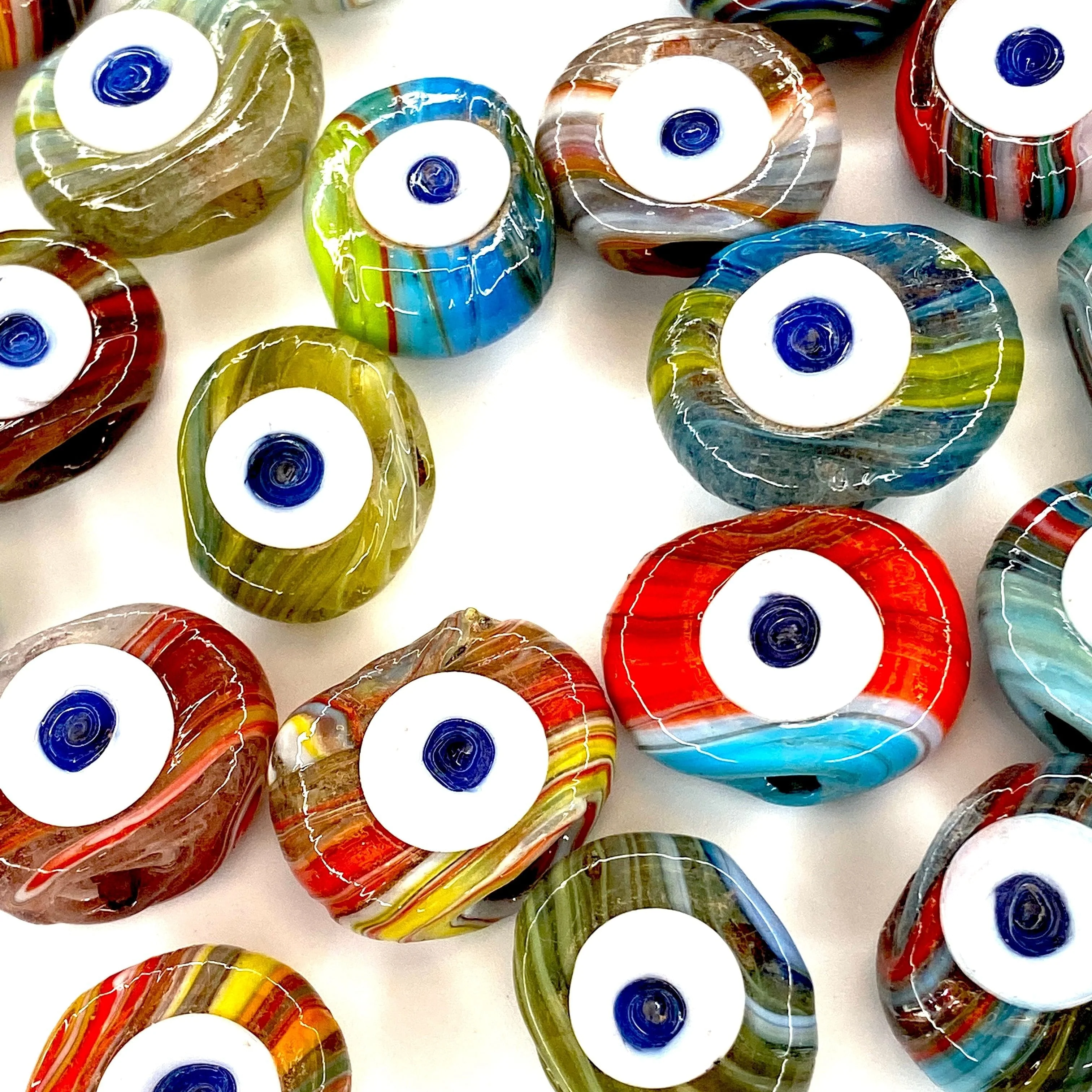 Traditional Turkish Artisan Handmade Glass Evil Eye Beads, Large Hole Evil Eye Glass Beads, Assorted 25 Beads per pack - Image 3