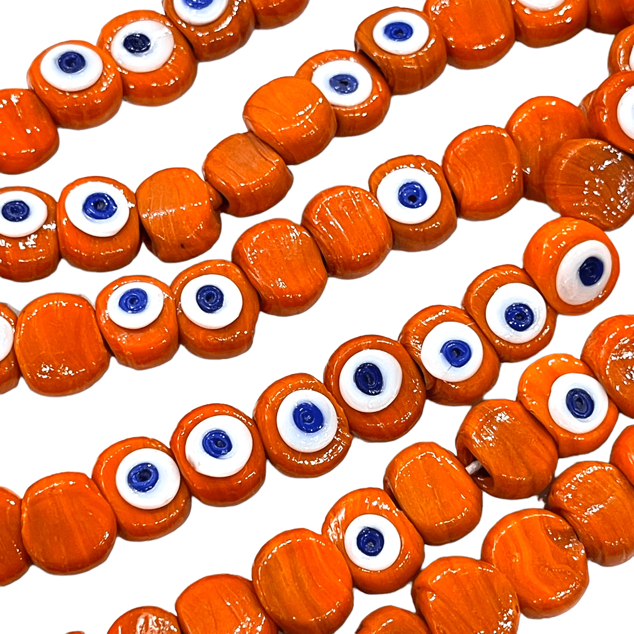 Traditional Turkish Artisan Handmade Glass Evil Eye Beads, Large Hole Evil Eye Glass Beads,  25 Beads per pack - Image 2
