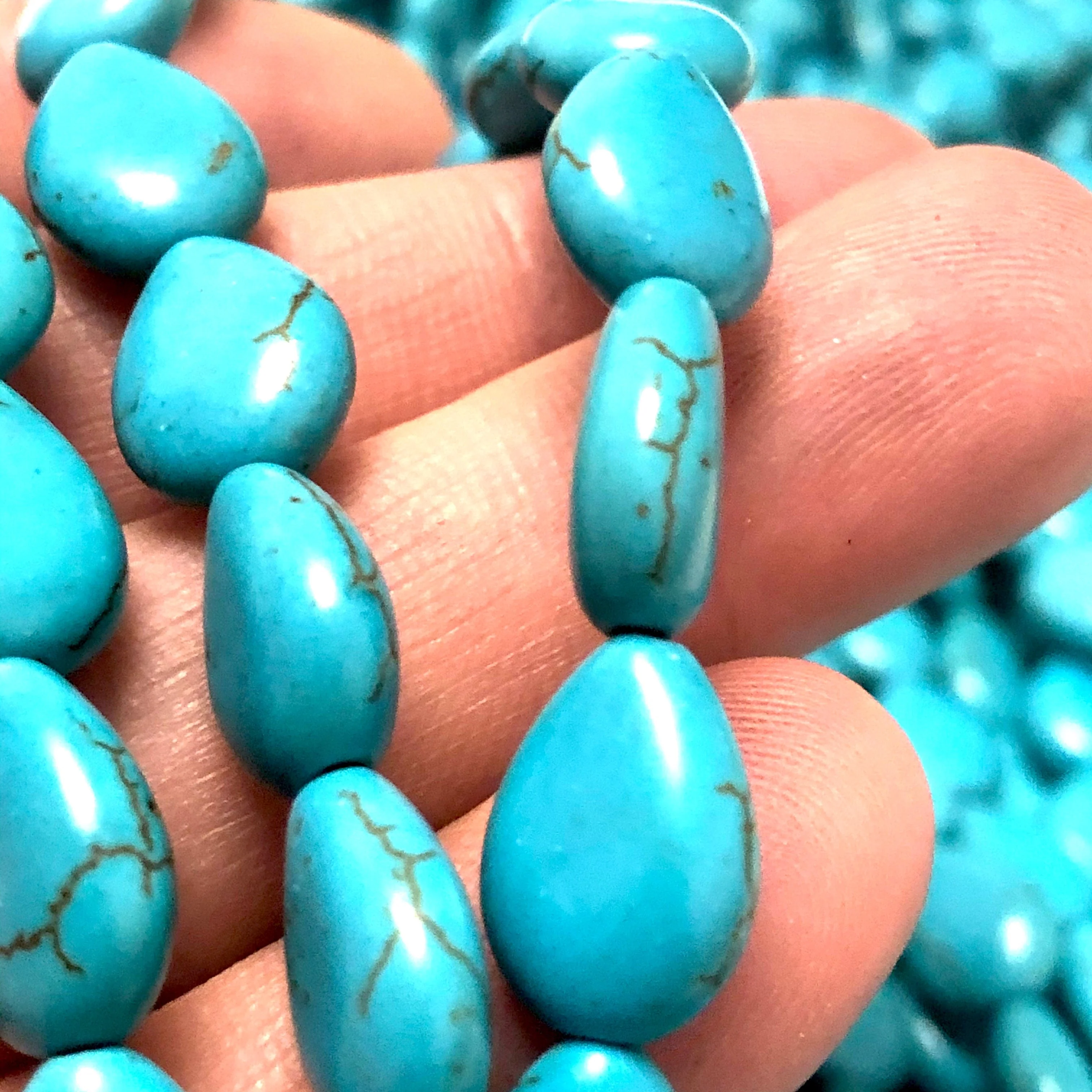 Turquoise Howlite Drop Beads,14x10mm Drop Shaped Howlite Beads, 32 Beads - Image 2