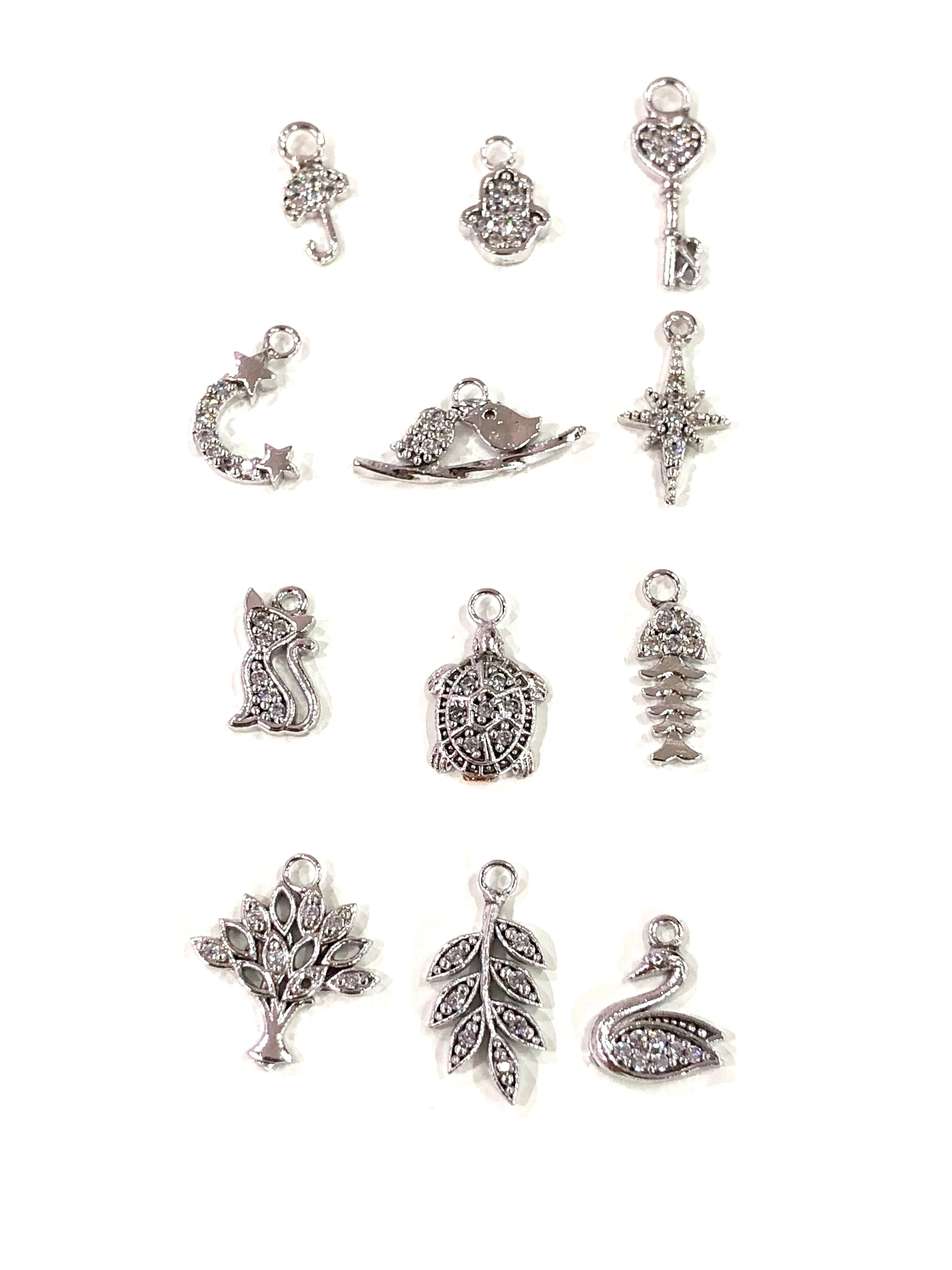 Umbrella Zirconia Charm, Silver Plated Zirconia Umbrella Charm - Image 2