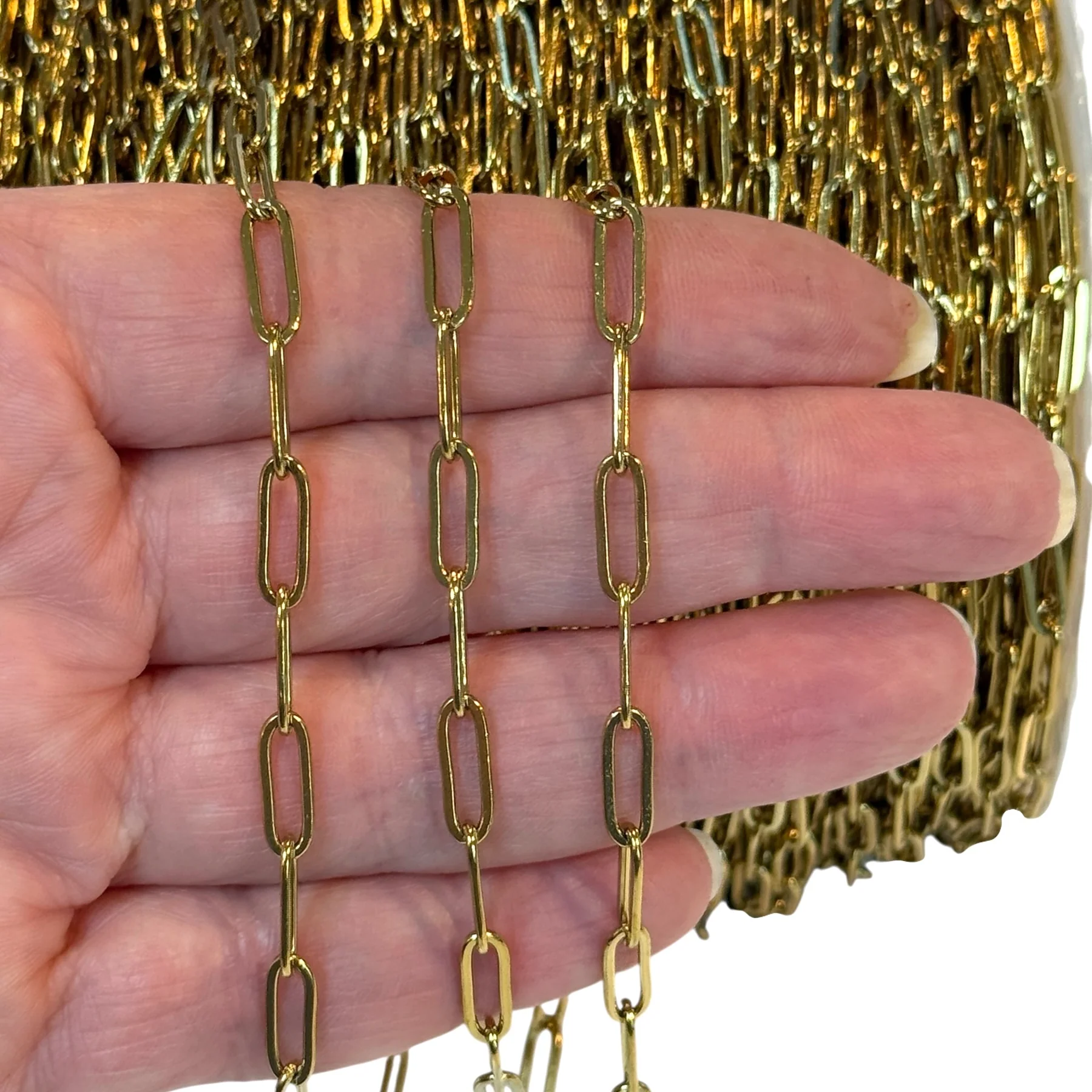 Waterproof 24K Gold-Filled Stainless Steel Paperclip Chain – 11x4mm
