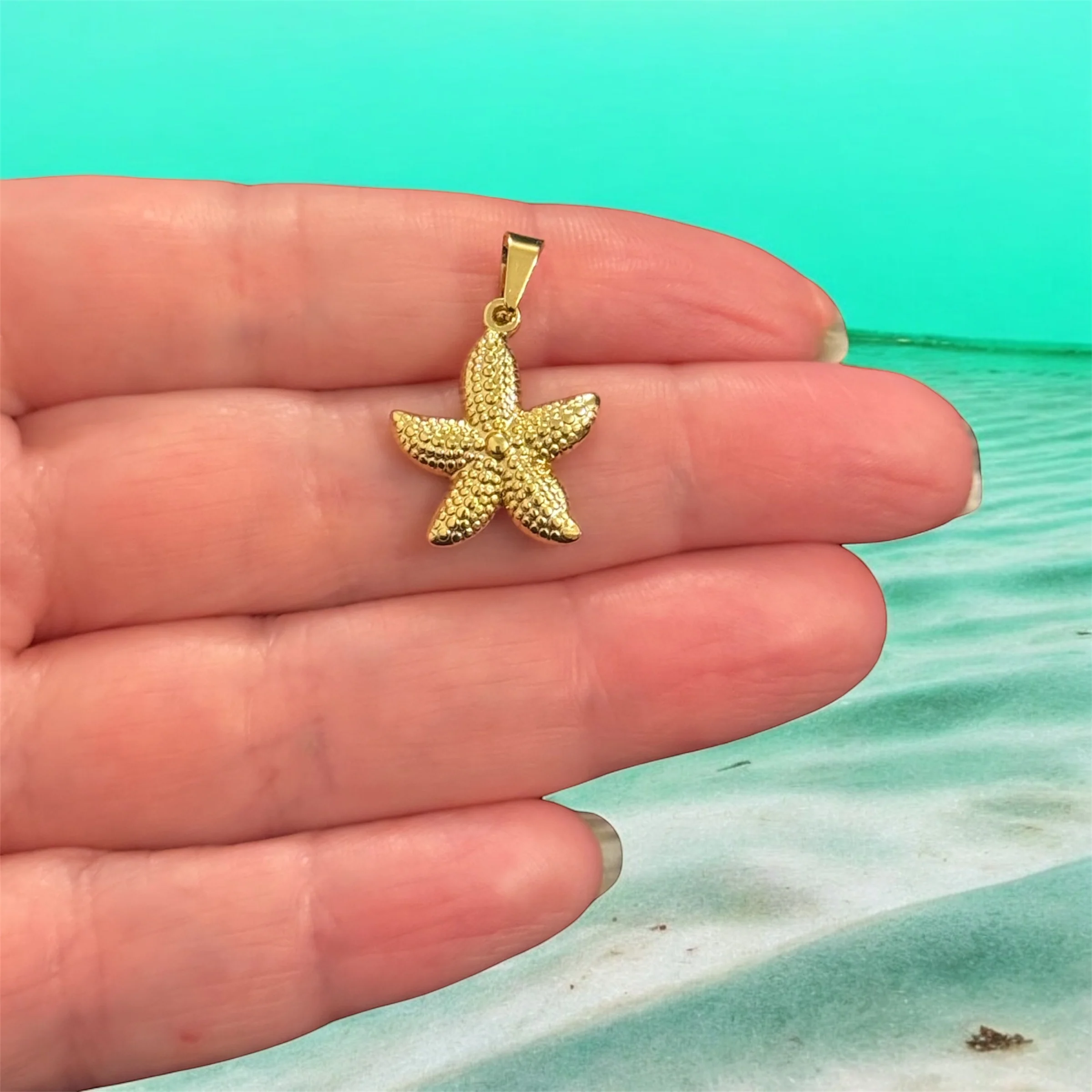Waterproof 24Kt Gold Plated Stainless Steel Starfish Pendant