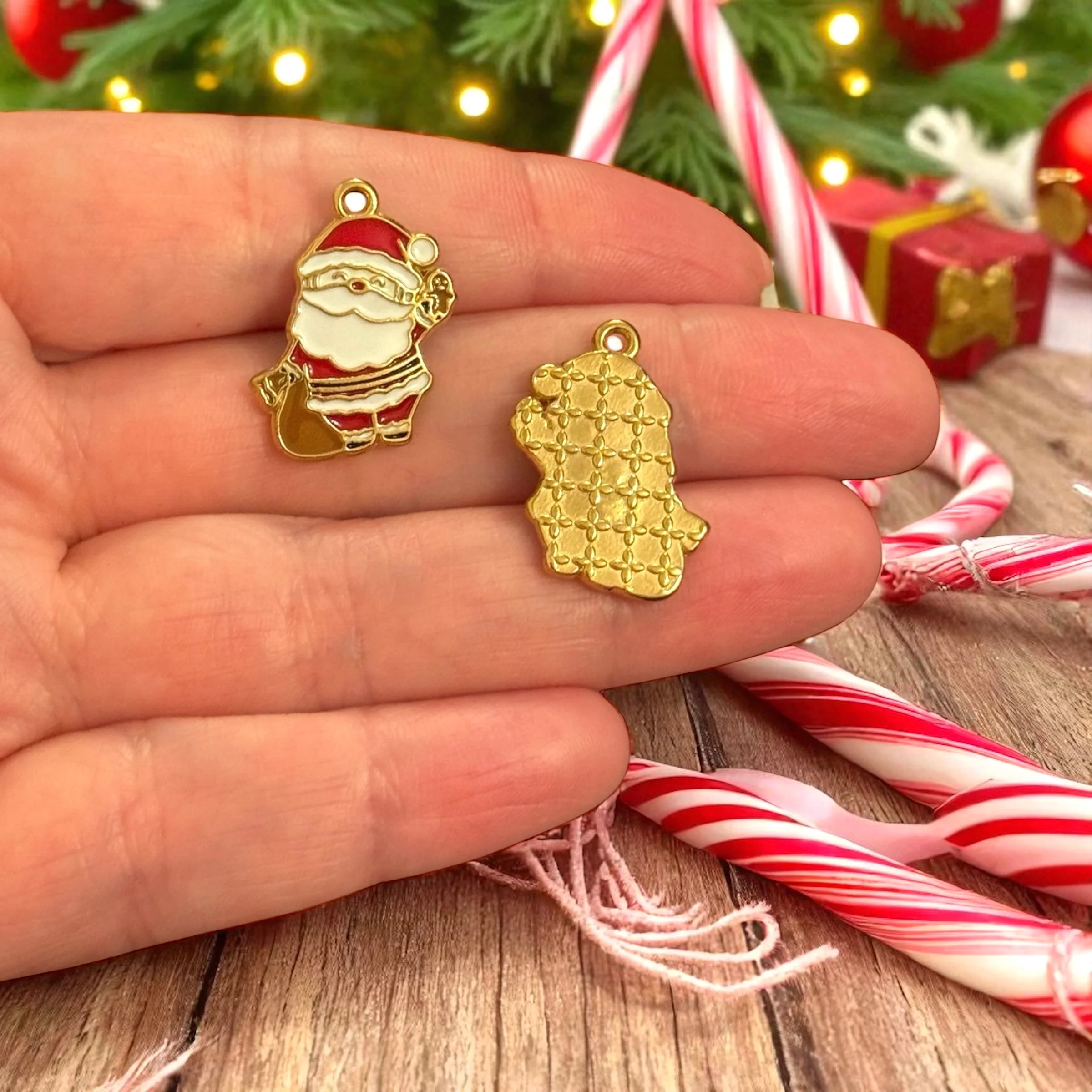 Waterproof Stainless Steel 24Kt Gold Plated Santa Charm