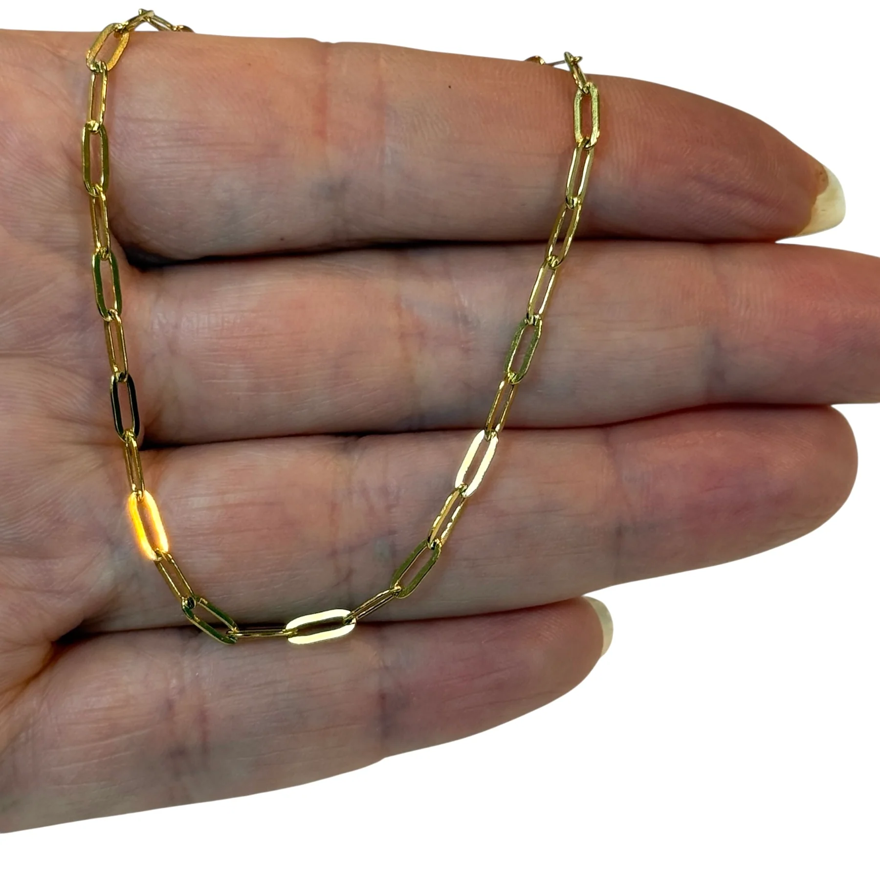 Waterproof Stainless Steel 24Kt Gold PVD Paperclip Chain Bracelet – 6x2.5mm Links, Adjustable 6"+2"