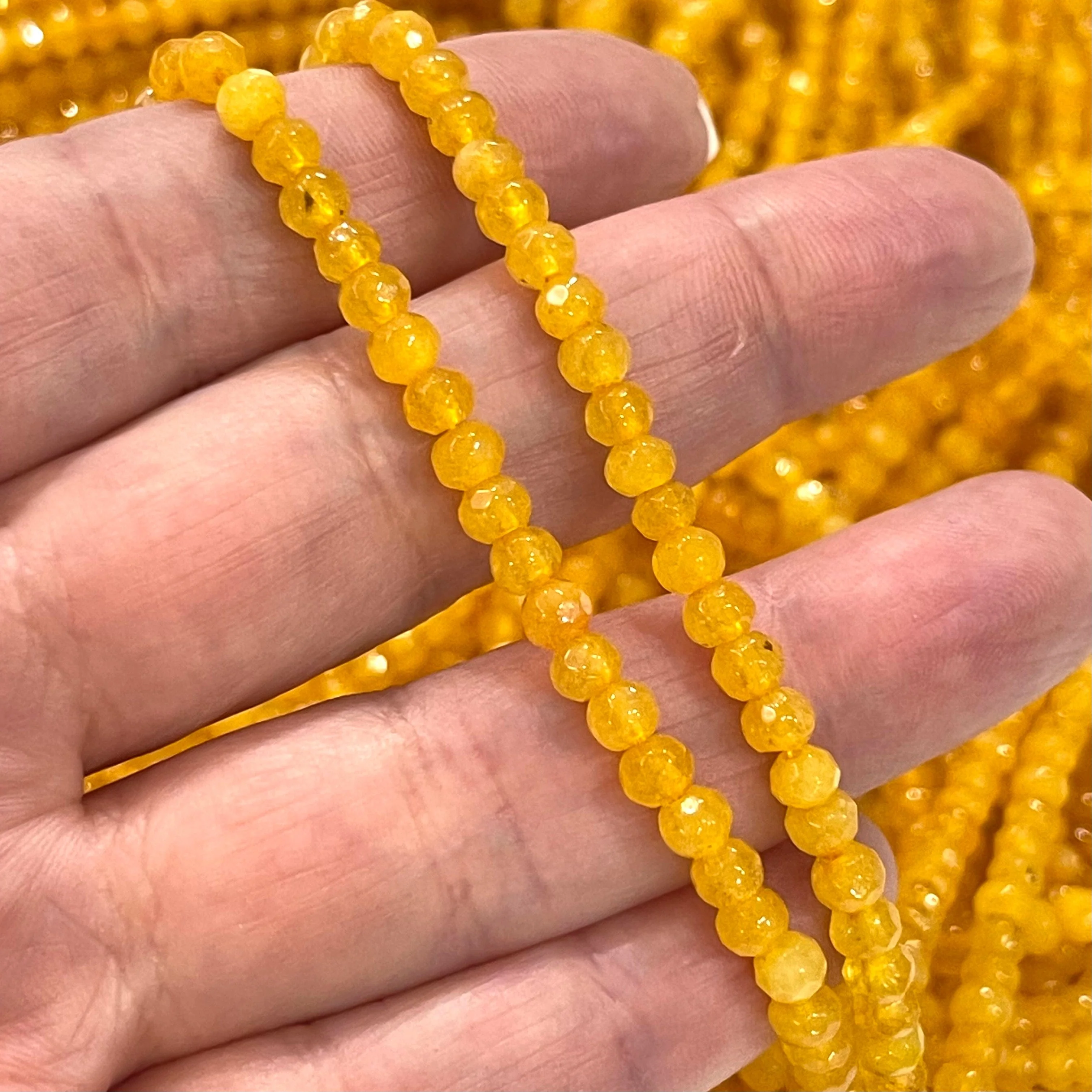 Yellow Jade 4mm Faceted Rondelle, Yellow Jade Beads,Gemstone Beads,Natural Gemstone - Image 2